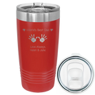 Laser etched red 20 oz vacuum insulated tumbler with 'Kid Handwriting' design