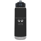 Laser etched black 20 oz vacuum insulated water bottle with 'Kid Handwriting' design