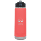 Laser etched coral 20 oz vacuum insulated water bottle with 'Kid Handwriting' design