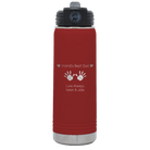 Laser etched maroon 20 oz vacuum insulated water bottle with 'Kid Handwriting' design