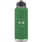 Laser etched green 32 oz vacuum insulated water bottle with 'Kid Handwriting' design