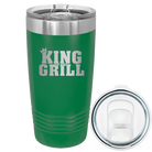 Laser etched green 20 oz vacuum insulated tumbler with 'King of the Grill' design