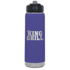 Laser etched purple 20 oz vacuum insulated water bottle with 'King of the Grill' design