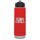 Laser etched red 20 oz vacuum insulated water bottle with 'King of the Grill' design