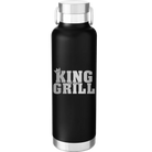 Laser etched black 24 oz vacuum insulated water bottle with 'King of the Grill' design