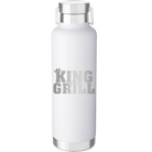 Laser etched white 24 oz vacuum insulated water bottle with 'King of the Grill' design