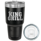 Laser etched black 30 oz vacuum insulated tumbler with 'King of the Grill' design