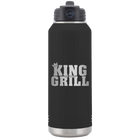 Laser etched black 32 oz vacuum insulated water bottle with 'King of the Grill' design