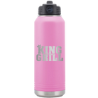 Laser etched light purple 32 oz vacuum insulated water bottle with 'King of the Grill' design