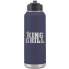 Laser etched navy 32 oz vacuum insulated water bottle with 'King of the Grill' design