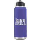 Laser etched purple 32 oz vacuum insulated water bottle with 'King of the Grill' design