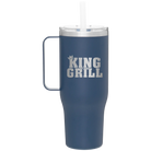 Personalized constellation 40 oz vacuum insulated tumbler mug with 'King of the Grill' design