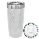 Laser etched white 20 oz vacuum insulated tumbler with 'Lots of Balls' design
