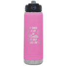 Laser etched light purple 20 oz vacuum insulated water bottle with 'Lots of Balls' design