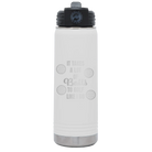 Laser etched white 20 oz vacuum insulated water bottle with 'Lots of Balls' design