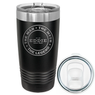 Laser etched black 20 oz vacuum insulated tumbler with 'Man Myth Legend' design