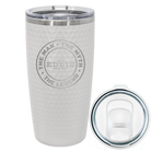 Laser etched white 20 oz golf dimples tumbler with 'Man Myth Legend' design