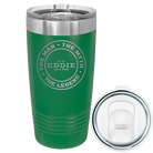 Laser etched green 20 oz vacuum insulated tumbler with 'Man Myth Legend' design