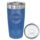 Laser etched royal blue 20 oz vacuum insulated tumbler with 'Man Myth Legend' design