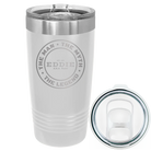 Laser etched white 20 oz vacuum insulated tumbler with 'Man Myth Legend' design