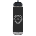Laser etched black 20 oz vacuum insulated water bottle with 'Man Myth Legend' design