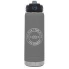 Laser etched dark gray 20 oz vacuum insulated water bottle with 'Man Myth Legend' design