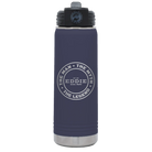 Laser etched navy 20 oz vacuum insulated water bottle with 'Man Myth Legend' design