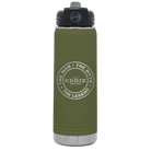 Laser etched olive green 20 oz vacuum insulated water bottle with 'Man Myth Legend' design