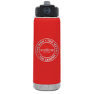Laser etched red 20 oz vacuum insulated water bottle with 'Man Myth Legend' design