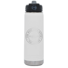 Laser etched white 20 oz vacuum insulated water bottle with 'Man Myth Legend' design