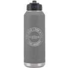 Laser etched dark gray 32 oz vacuum insulated water bottle with 'Man Myth Legend' design