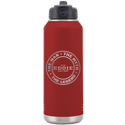 Laser etched maroon 32 oz vacuum insulated water bottle with 'Man Myth Legend' design