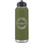 Laser etched olive green 32 oz vacuum insulated water bottle with 'Man Myth Legend' design