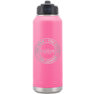 Laser etched pink 32 oz vacuum insulated water bottle with 'Man Myth Legend' design