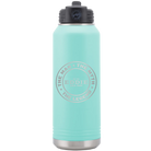Laser etched teal 32 oz vacuum insulated water bottle with 'Man Myth Legend' design