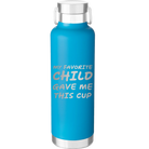 Laser etched aqua 24 oz vacuum insulated water bottle with 'My favorite Child' design