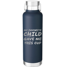 Laser etched navy 24 oz vacuum insulated water bottle with 'My favorite Child' design
