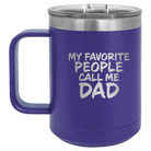 Personalized purple 15 oz vacuum insulated coffee mug with etched 'My favorite People' design