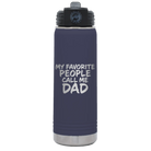 Laser etched navy 20 oz vacuum insulated water bottle with 'My favorite People' design