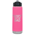Laser etched pink 20 oz vacuum insulated water bottle with 'My favorite People' design