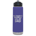 Laser etched purple 20 oz vacuum insulated water bottle with 'My favorite People' design