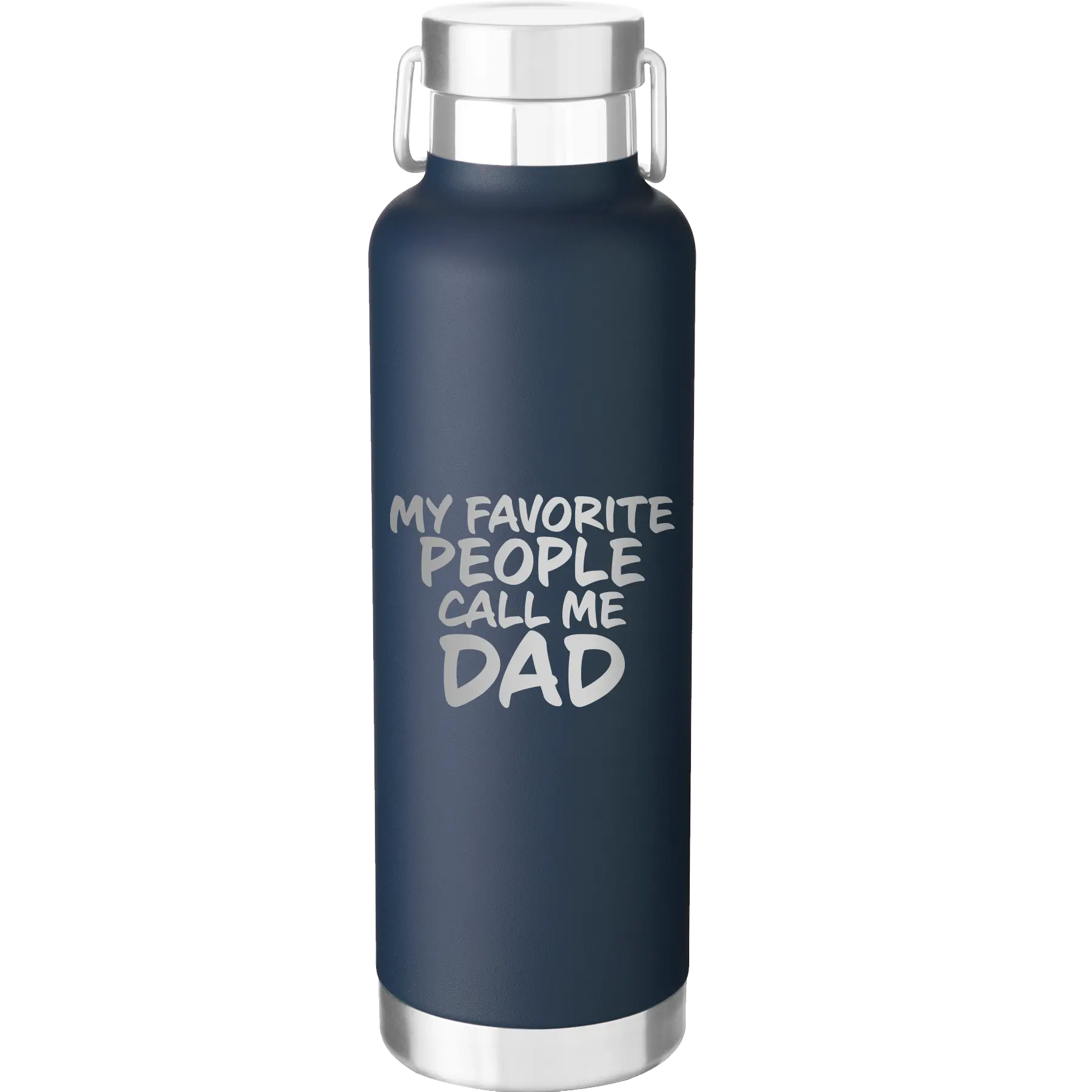 Laser etched navy 24 oz vacuum insulated water bottle with 'My favorite People' design