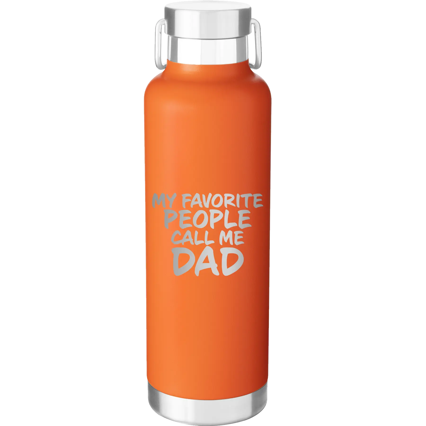 Laser etched orange 24 oz vacuum insulated water bottle with 'My favorite People' design