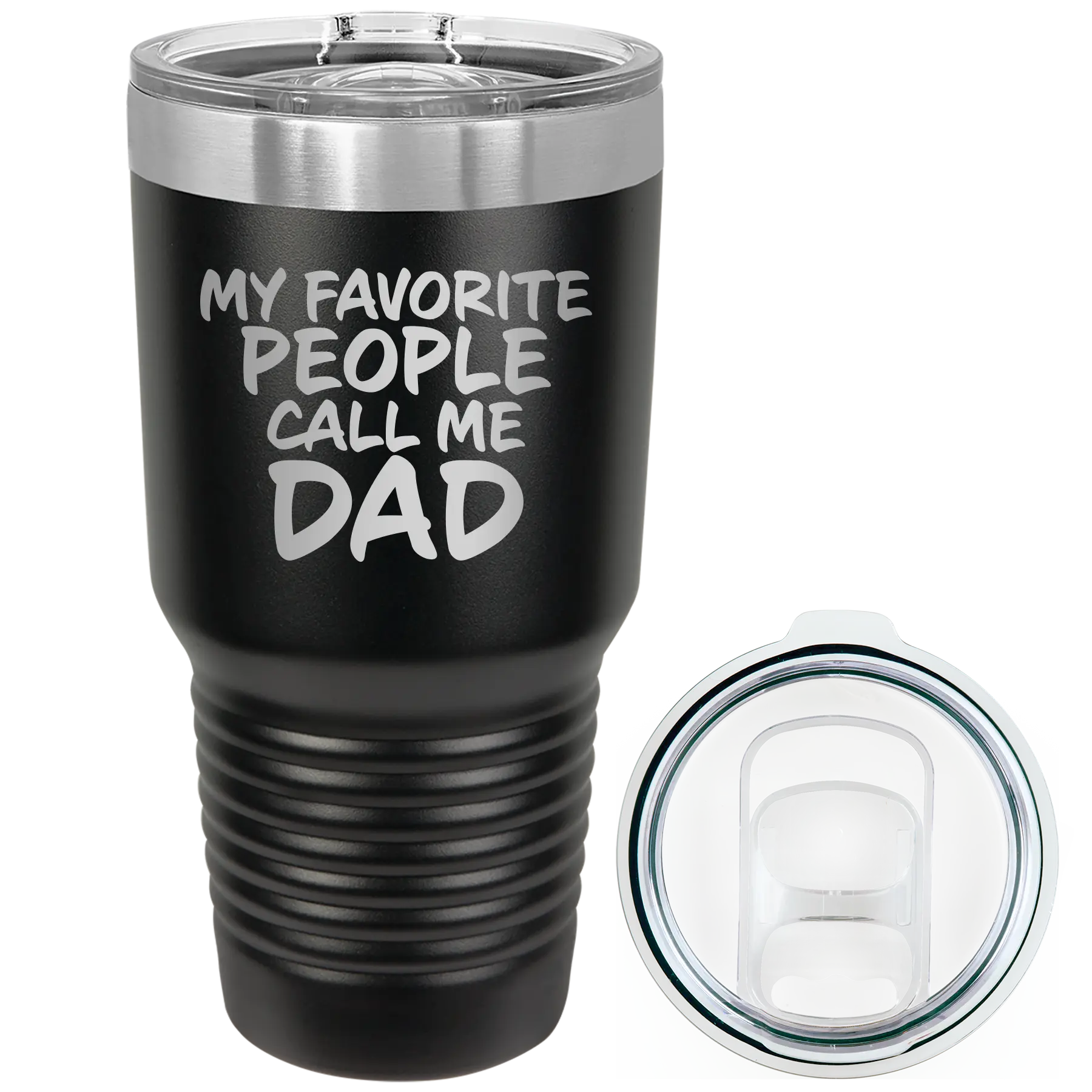 Laser etched black 30 oz vacuum insulated tumbler with 'My favorite People' design