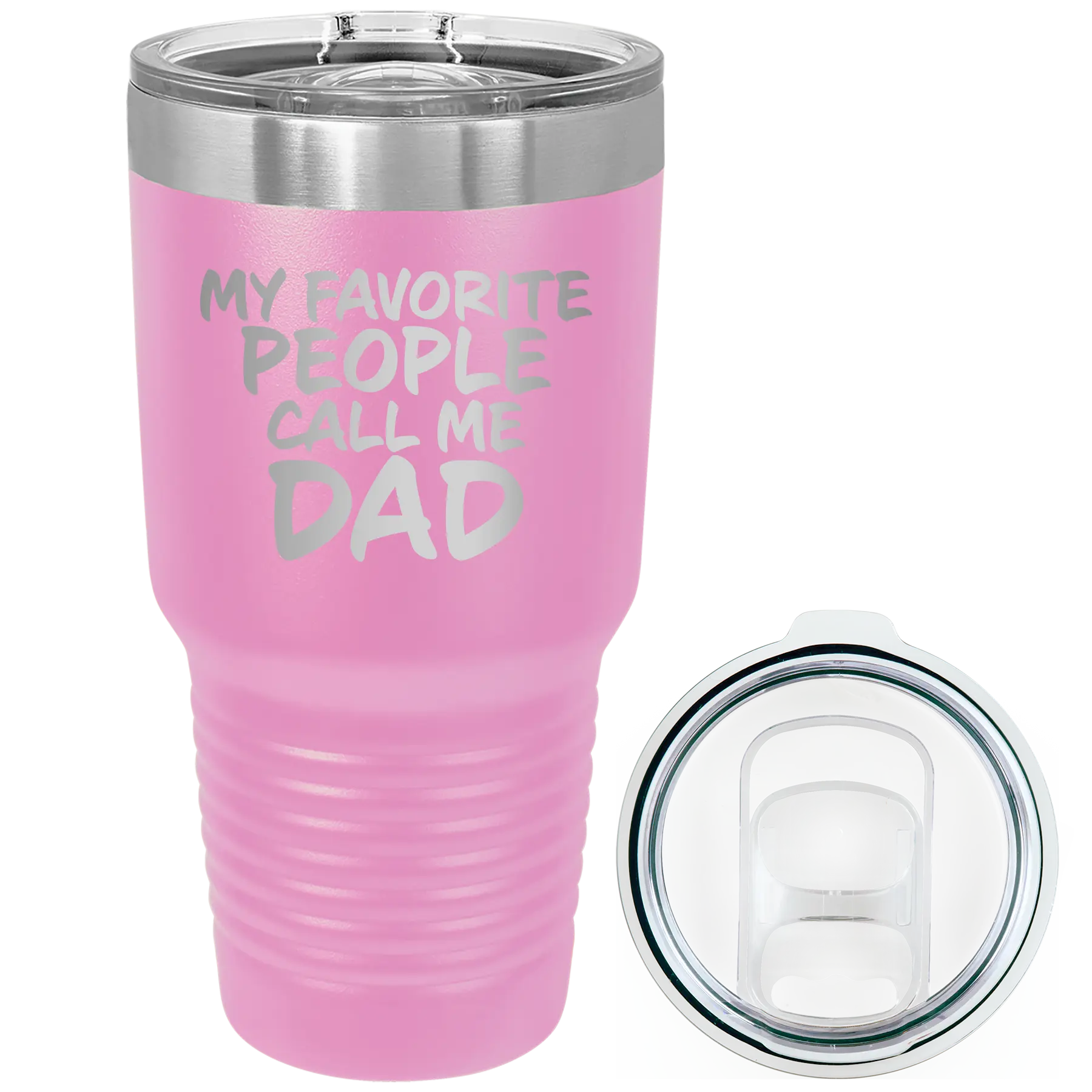 Laser etched light purple 30 oz vacuum insulated tumbler with 'My favorite People' design
