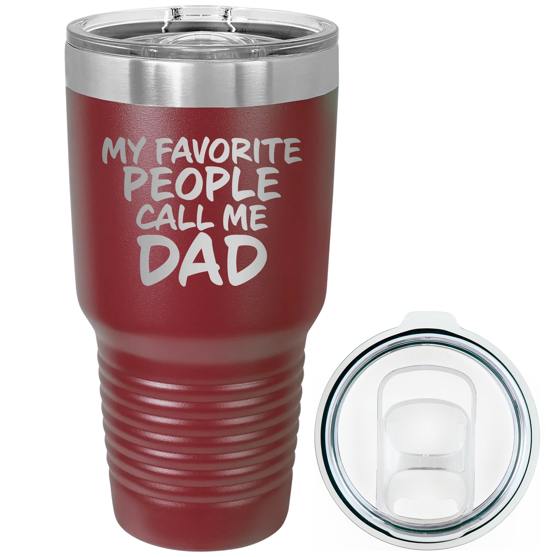 Laser etched maroon 30 oz vacuum insulated tumbler with 'My favorite People' design