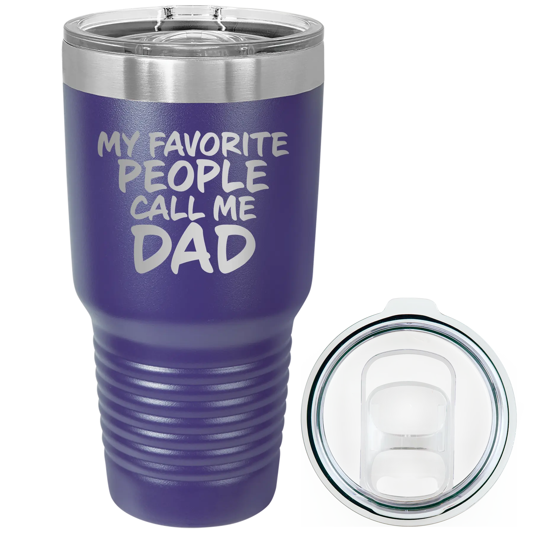 Laser etched purple 30 oz vacuum insulated tumbler with 'My favorite People' design