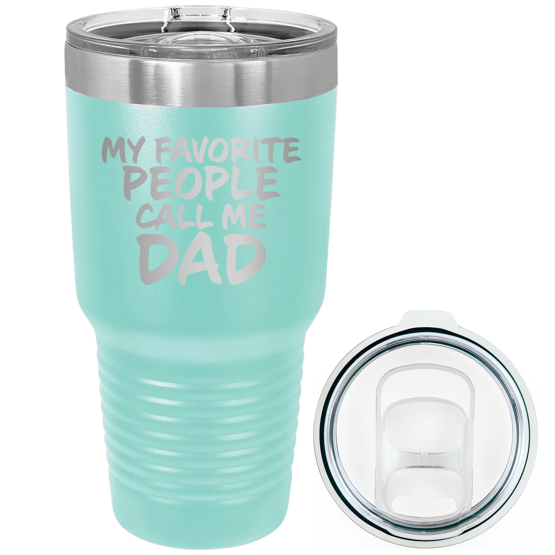 Laser etched teal 30 oz vacuum insulated tumbler with 'My favorite People' design