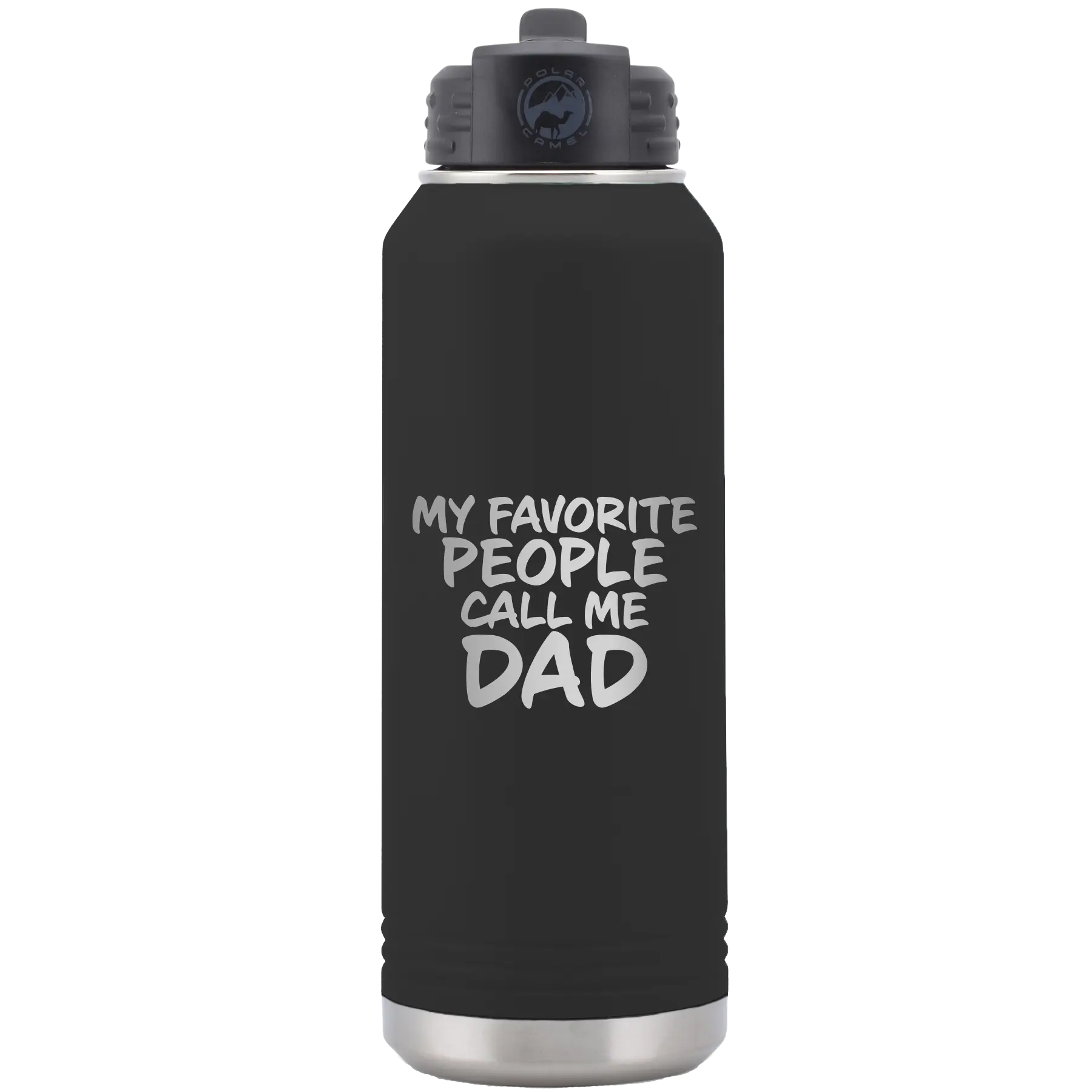 Laser etched black 32 oz vacuum insulated water bottle with 'My favorite People' design