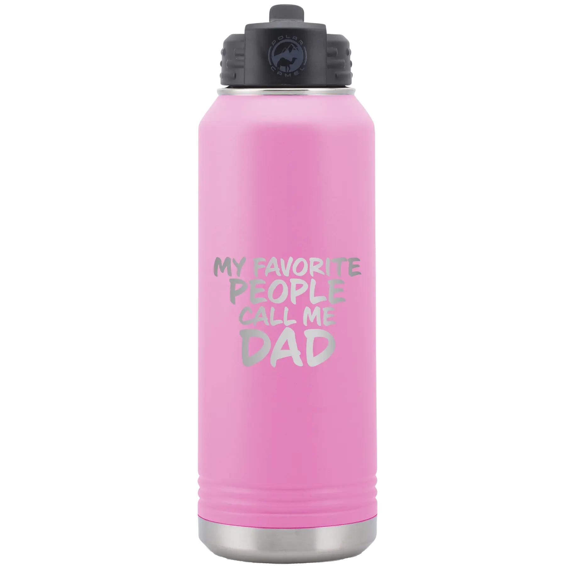 Laser etched light purple 32 oz vacuum insulated water bottle with 'My favorite People' design